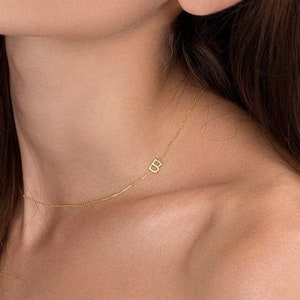 14K Gold Asymmetrical Double Initial Necklace – Nana Bijou