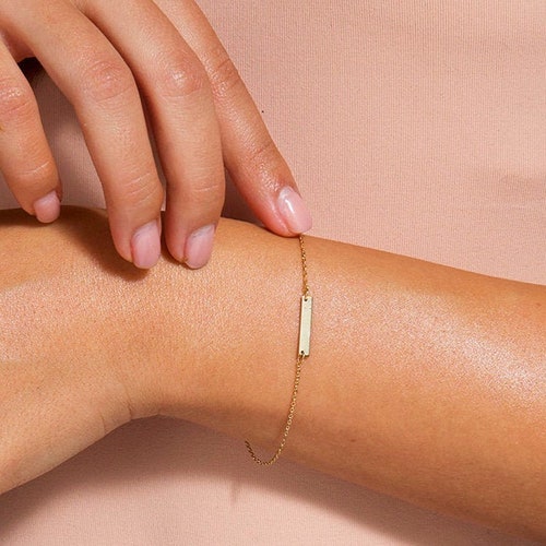 Gold Bar Bracelet, Silver Bar Bracelet, Personalized Bracelet, Dainty Gold Bracelet for Women, Initial Bracelet, Tiny Bar Bracelet,Bracelet