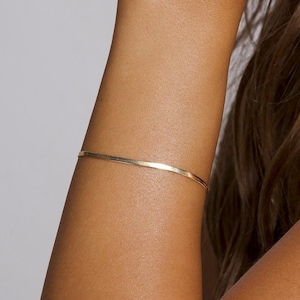Pulsera plana de espiga - Cadena de serpiente gruesa ajustable