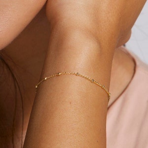 Dainty Bracelet Gold Bracelet - Delicate Tiny Beaded Jewelry