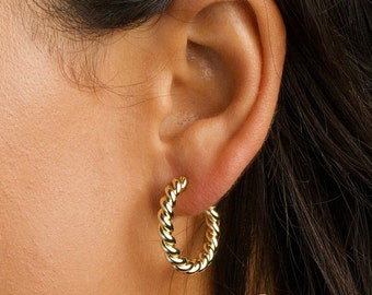 Darling Gold Filled Swirl Flower Design Small Hoop Earrings