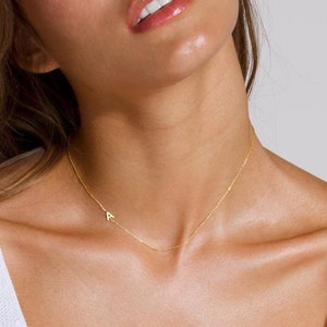 Initial Necklace, 14k Gold Filled Necklace, Letter Necklace, Sideways Necklace, Tiny Letter Necklace, Dainty Letter Necklace, Gift Necklace