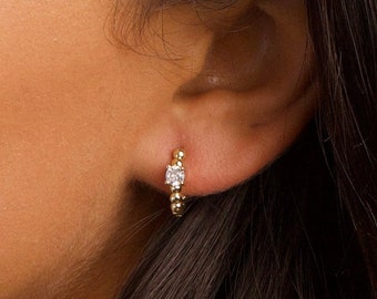 Cubic Zirconia Huggie Earrings, Diamond Huggie Earrings, Huggie Hoop Earrings, Gold Hoop Earrings, Tiny Hoop Earrings, Gold Huggies with cz