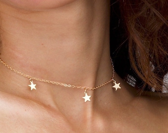 Star Choker Necklace, Boho Star Necklace, Gold Star Pendant Necklace, Gold Star Necklace Choker, Silver Star Choker, Bohemian Necklace