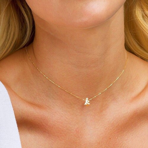 Tiny Letter Necklace Dainty Necklace 