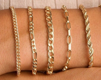 Chain Bracelets, Gold Bracelets for Women, Link Bracelets, Rope Bracelets, Gold Filled Stacking Bracelets, Women Gift Bracelets, Braceets