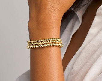Ball Bracelet, Bead Bracelet,  Gold Bracelet, Gift Bracelet, Beaded Bracelet, Gold Beaded Bracelet, Gold Bead Bracelet, Stacking Bracelets