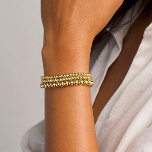 Ball Bracelet, Bead Bracelet, Gold Bracelet, Gift Bracelet, Beaded Bracelet, Gold Beaded Bracelet, Gold Bead Bracelet, Stacking Bracelets image 1