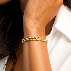 Gold Bracelet Set, Gold Gift Bracelet, Stacking Bracelets, Gift for Women, Stretchy Bracelet, Beaded Bracelet, Gold Bead Bracelet, Bracelet
