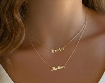 Layering Cursive Name Necklace - Personalized Gold and Silver Name Jewelry