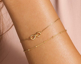 Gift Infinity Bracelet, Sister Mother Gift Bracelet, Wife Jewelry Gift, Gold Infinity Bracelet, Dainty Linked Infinity Bracelet, Silver