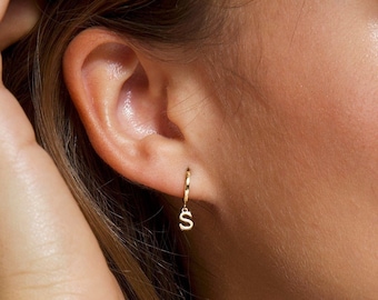 Gold Initial Drop Earrings - Personalized Letter Jewelry