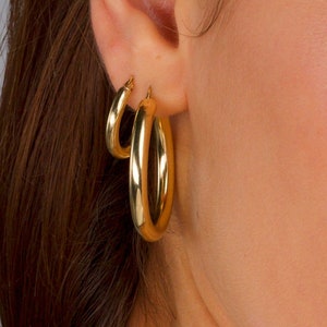 Big Gold earrings, Gold Hoop earrings, 14k Hoop earrings, Gift for her, Minimalist Jewelry, Big hoop earrings, 14k Gold Vermeil Hoops
