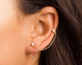 Stud Chain Earrings, Diamond Stud Earrings, Diamond Cuff Earrings, Tiny Gold Stud Earrings, Chain Studs, Diamond Stud Earrings, Gift Studs