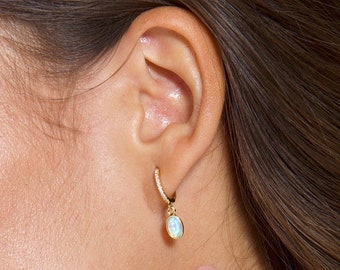 925 Sterling Silver Gold-tone Polished Blue Created Opal Teardrop Dangle Post Earrings 925 Sterling Silver Gold-tone Polished Blue Created Opal Teardrop Dangle Post Earrings