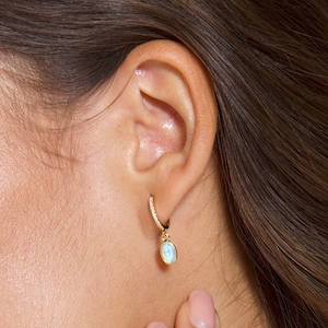 Opal Stone Earrings, Oval Earrings, Tiny Opal Earrings, Hanging Opal Earrings, Hanging Stone Earrings, Delicate Gift Earrings, Gold Earrings