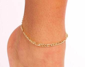 Gold Figaro Anklet, Figaro Chain Anklet, Figaro Anklet Bracelet, Body Jewelry, Gold Chain Bracelet, Figaro Chain Bracelet, Gold Anklet