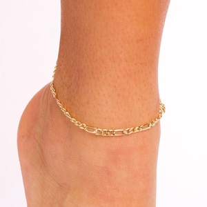 Gold Figaro Anklet, Figaro Chain Anklet, Figaro Anklet Bracelet, Body Jewelry, Gold Chain Bracelet, Figaro Chain Bracelet, Gold Anklet