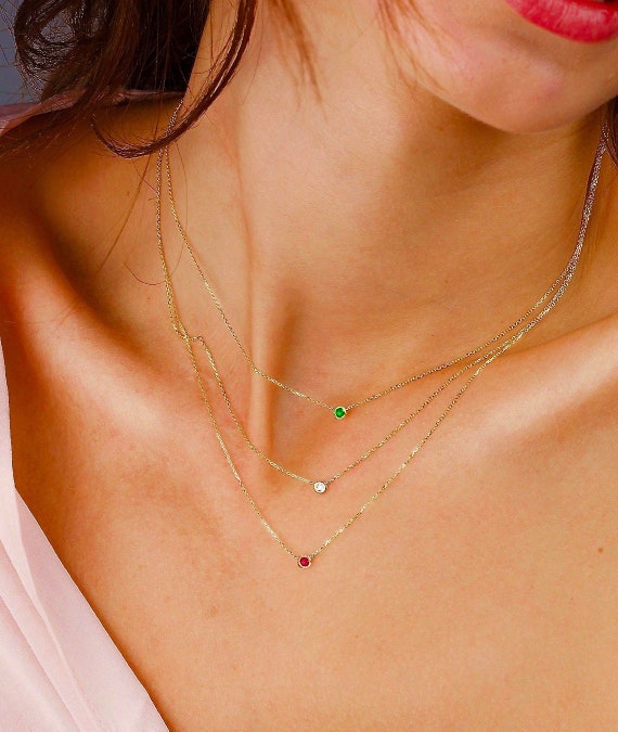 Birthstone Layered Necklace Birthstone Layered Necklace