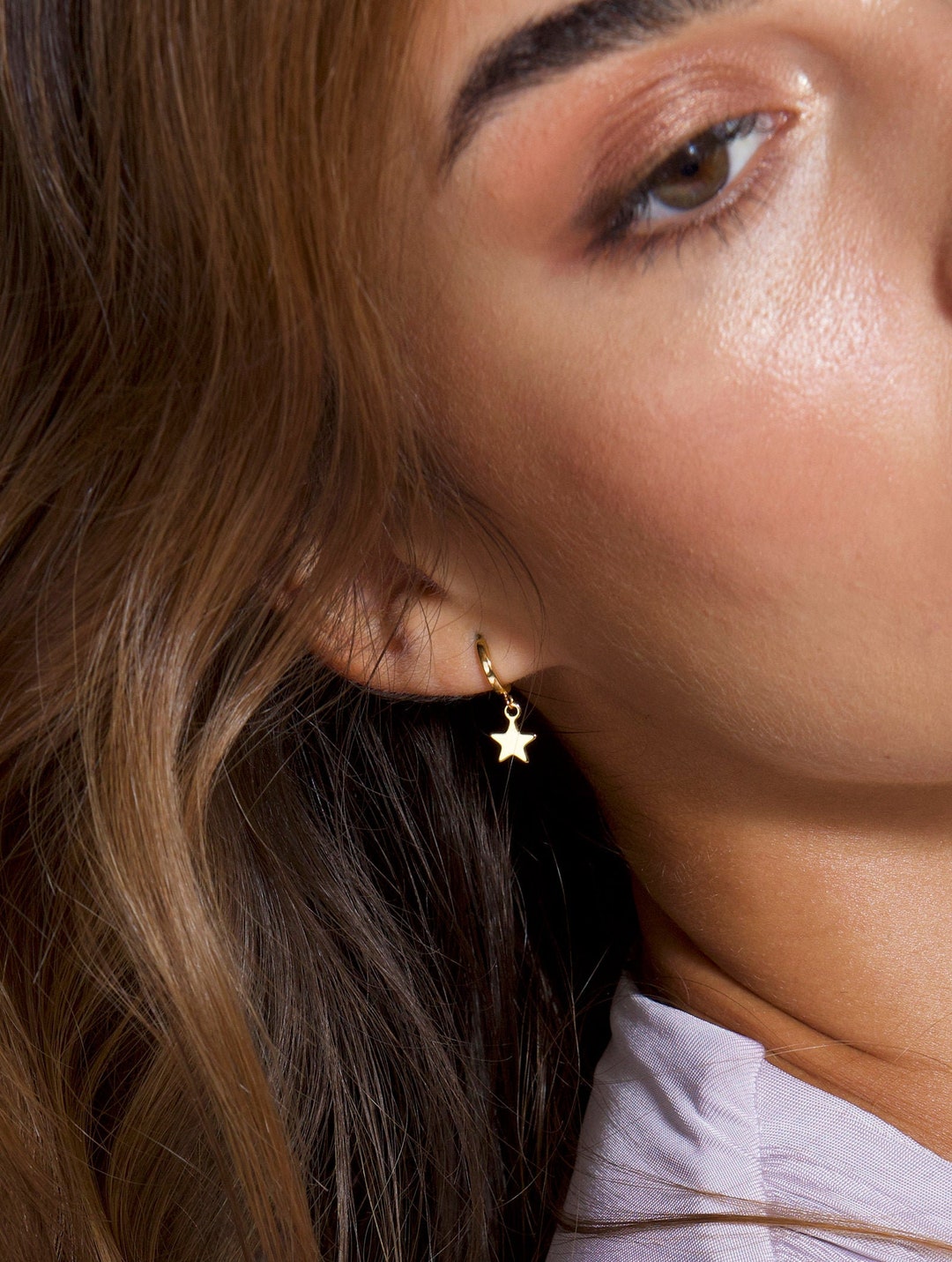Star Hoop Earrings, Star Earrings, Gold Star Hoops, Huggie Hoop ...