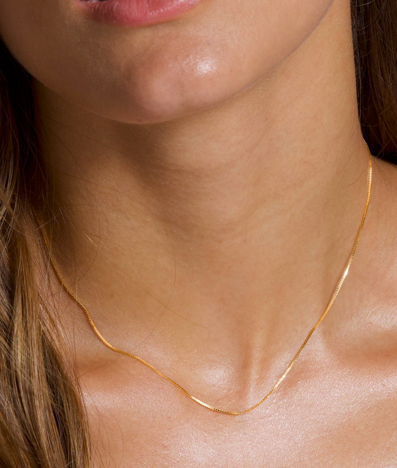 Delicate Chain, Layering Necklace, Simple Chain Necklace, Choker Necklace, Necklace Gift, Dainty Chain Necklace, Thin Chain,Gold Layer Chain image 2