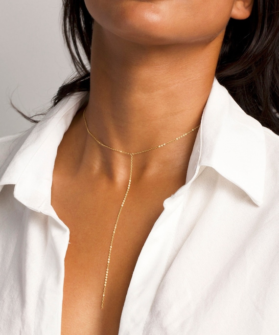 Dainty lariat necklace sale