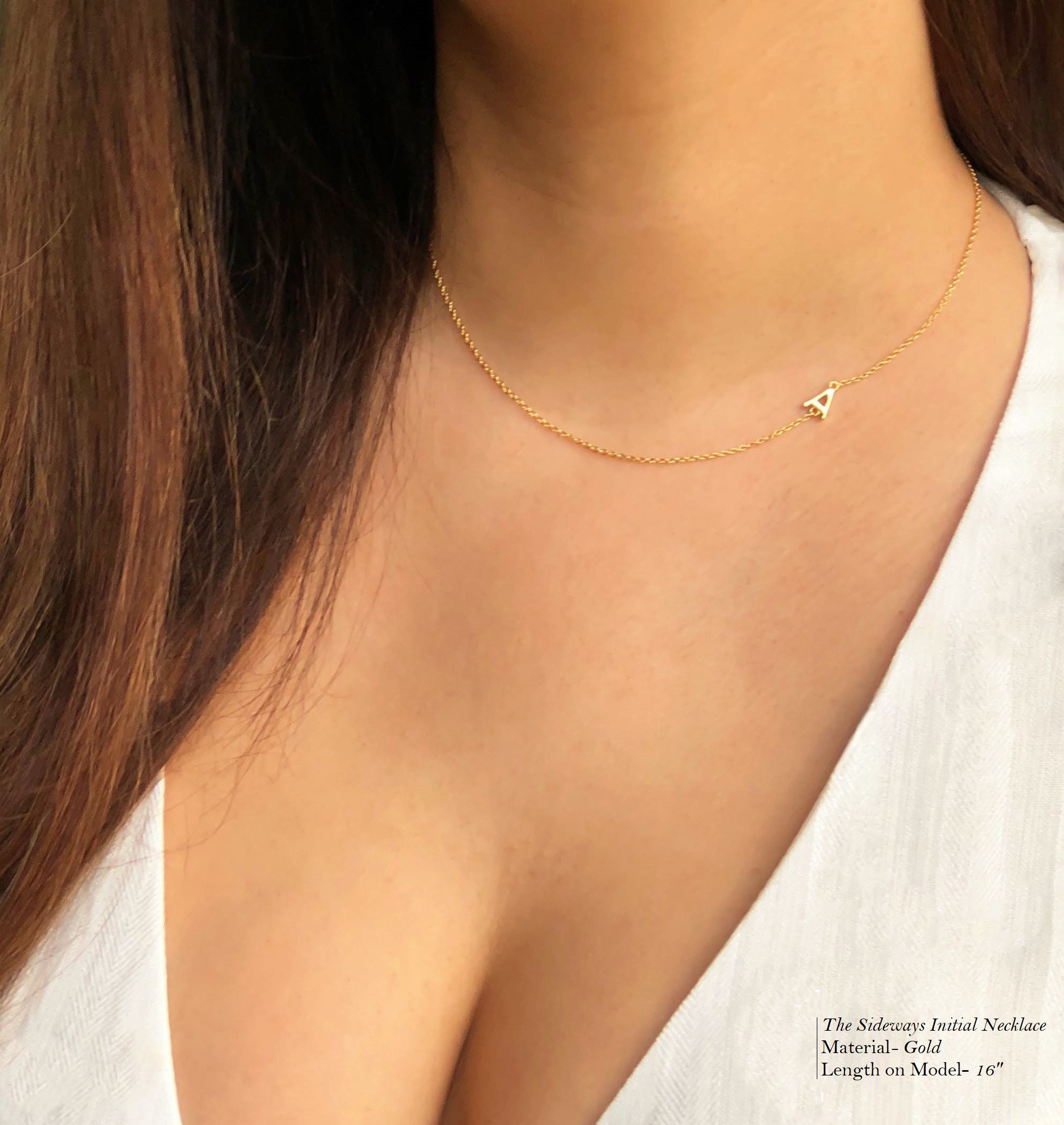 Solid Initial Sideway Necklace 14K | Adina Eden Jewels