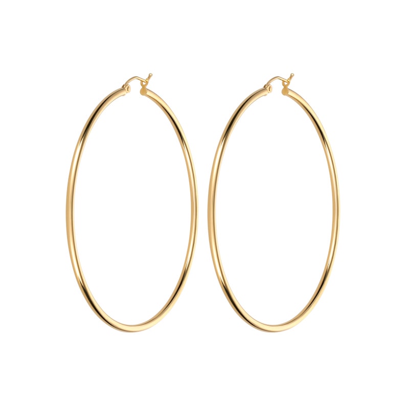 Gold Hoops Earrings Big Hoops Earrings 14K Gold Hoops Etsy