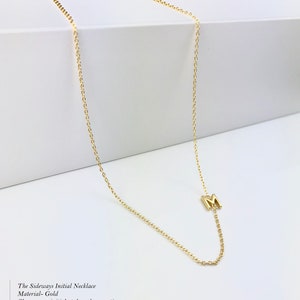 Tiny Sideways Initial Necklace, Gold Tiny Initial Choker, Personalized Letter Choker, Initial Necklace, Tiny Letter Gold, Personalized Gift image 3