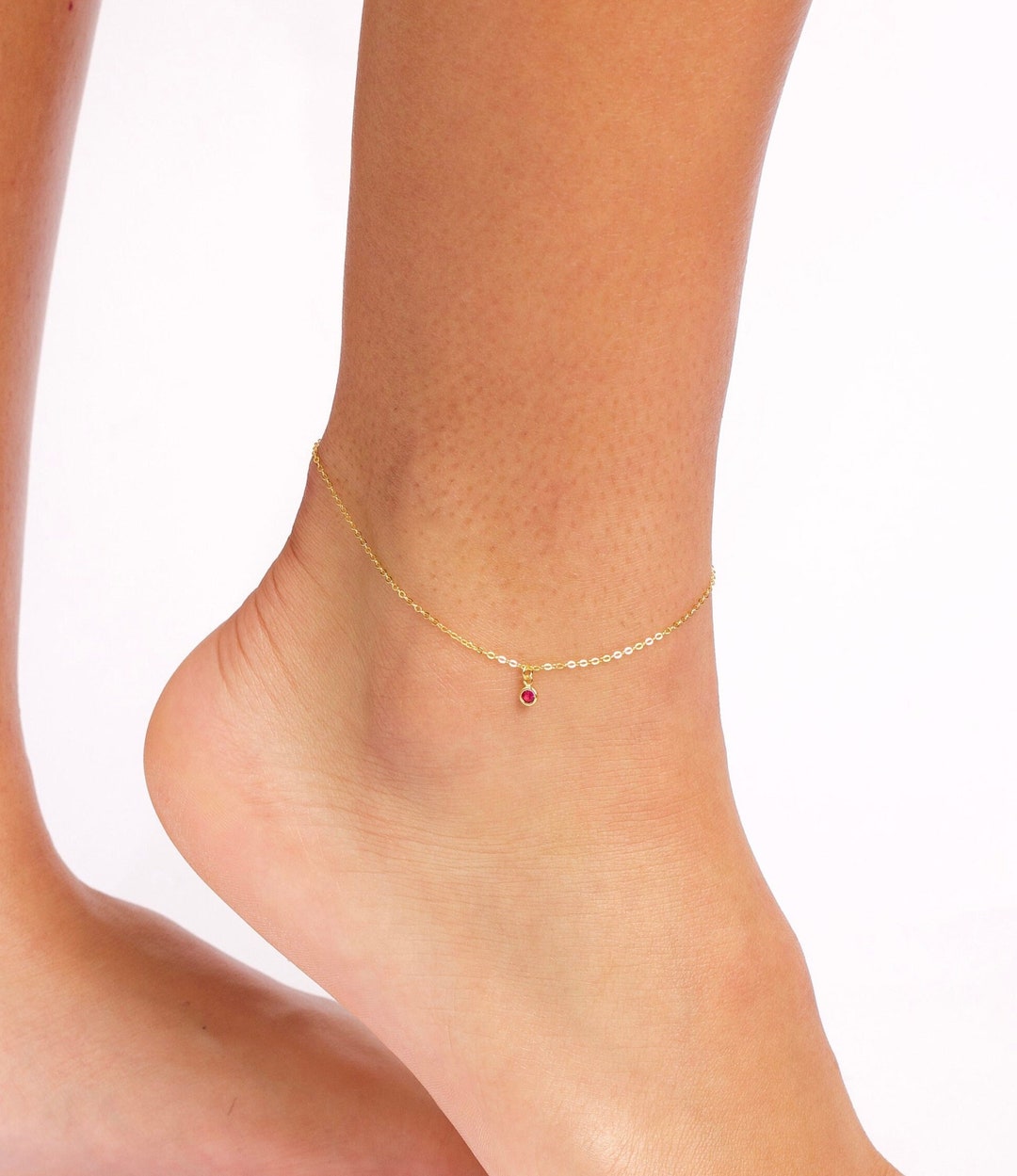 Tiny Birthstone Anklet, Gold Gift Anklet, Birthstone Anklet, Birthday Gift Anklet, Tiny Gold