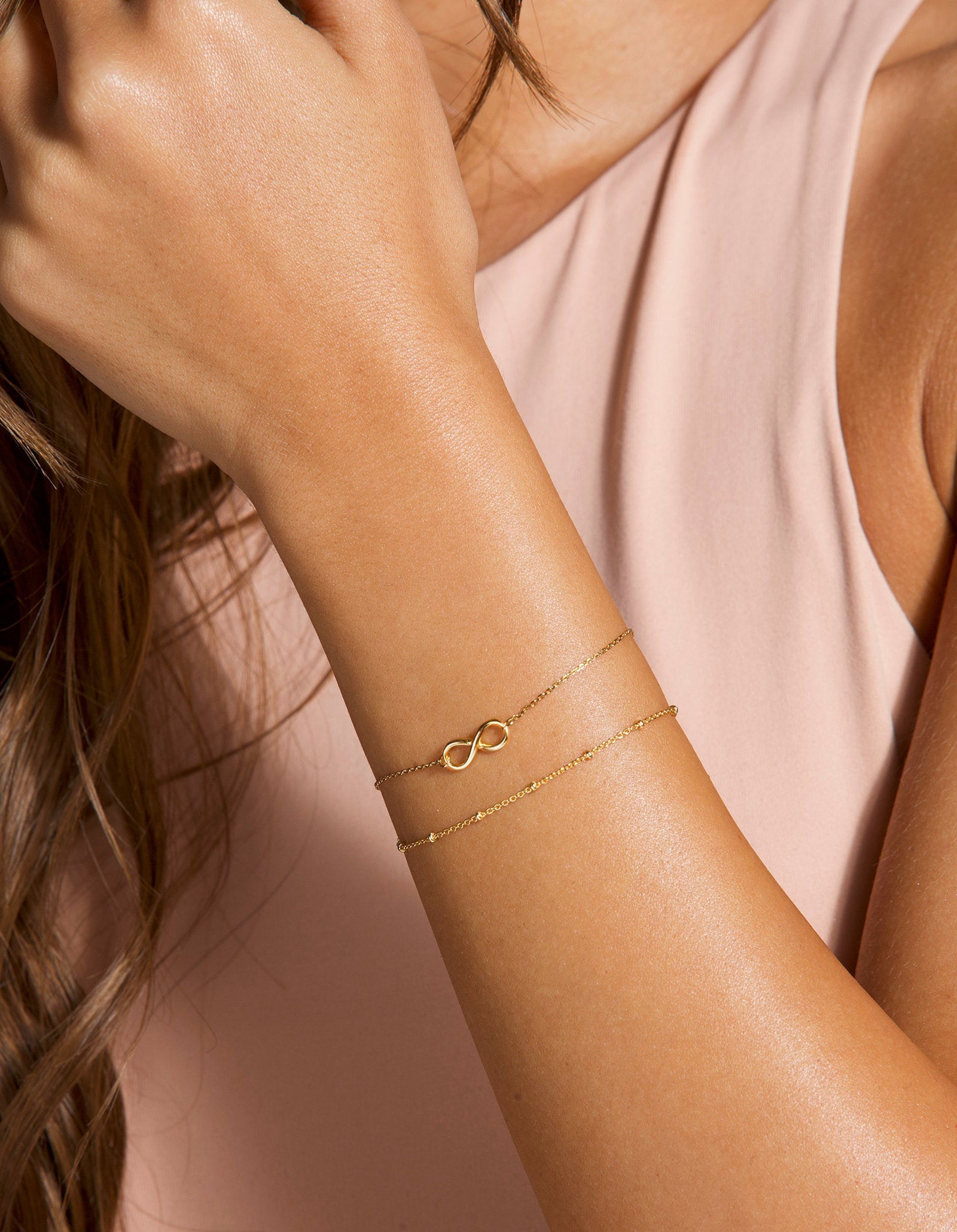 Brass 18k Rose Gold Infinity Chain Bracelet For Women – ZIVOM
