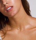 Dainty Cross Choker, 14k Solid Gold Cross Necklace, Gold Cross Necklace, Cross Pendant Choker, Gold Choker Gift Necklace, 14k Necklace Gift
