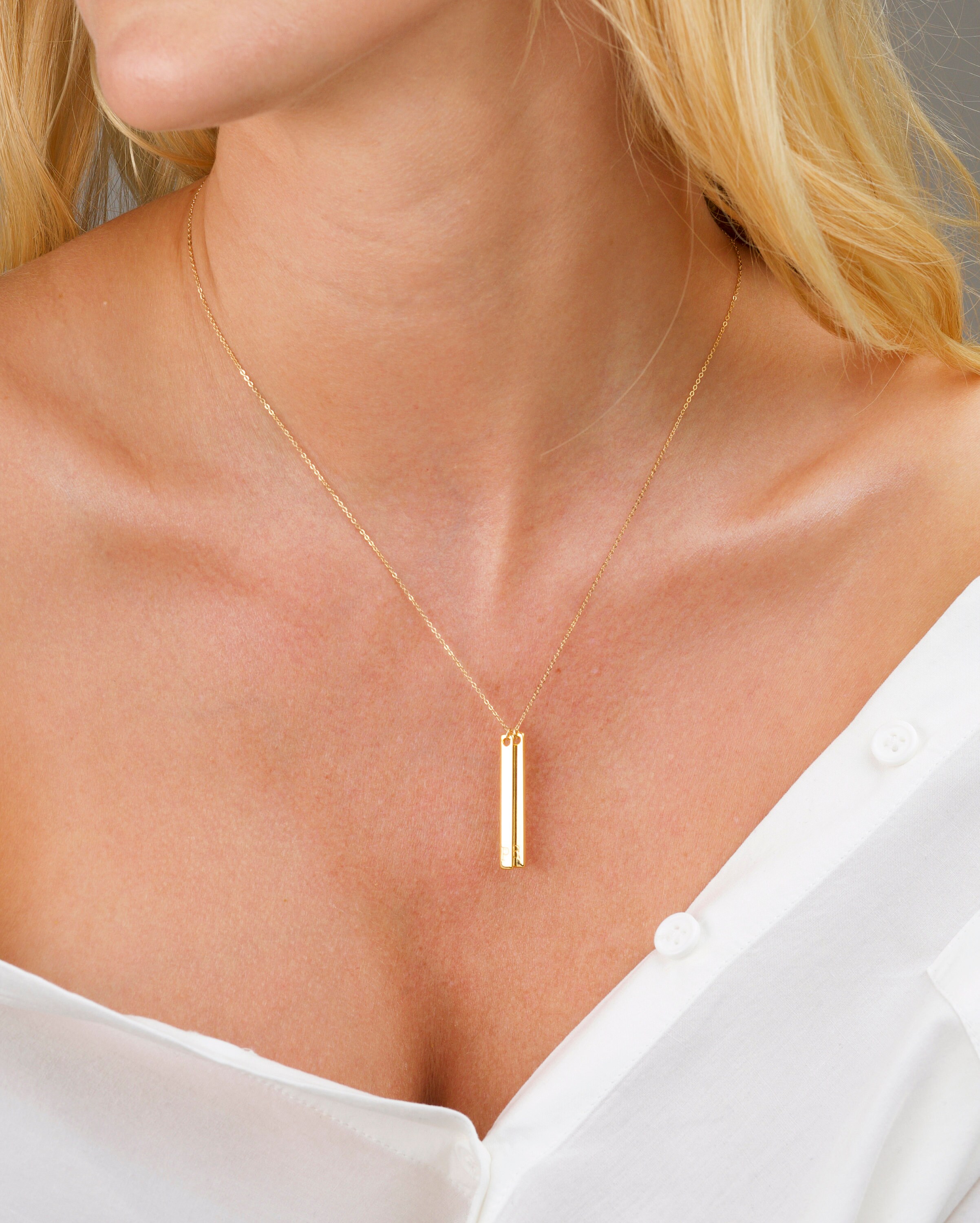 Long vertical on sale bar necklace