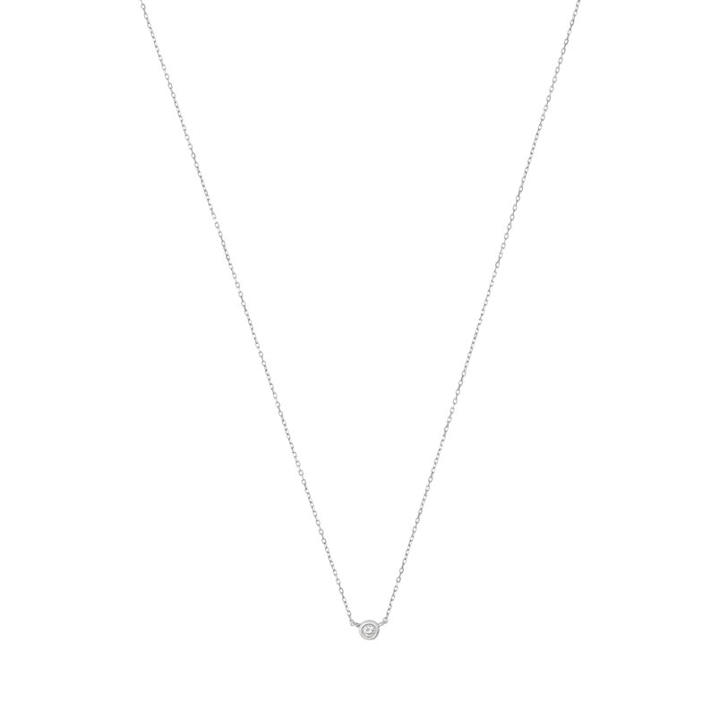 White Diamond Necklace, Dainty Diamond Necklace, Tiny Necklace, Solid Gold Diamond Necklace, Solitaire Diamond Necklace, Diamond Pendant image 6