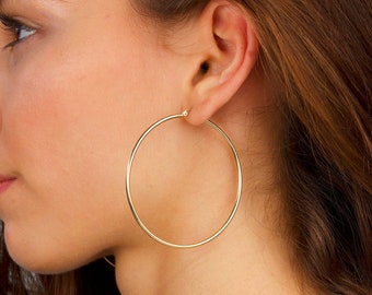 Gold Hoops Earrings, Big Hoops Earrings, 14K Gold Hoops, Earrings For Women, Simple Hoop Earrings, Large Hoop Earrings, Thin Hoops