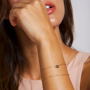 Tiny Initial Bracelet, Tiny Gift Bracelet, Delicate Dainty Initial Bracelet, Satellite Bracelet, Disk Bracelet, Gift for Women Bracelet image 3