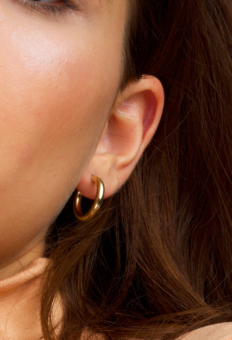 Medium Sized Hoop Earrings, Gold Hoops Earrings, Small Hoop Earrings, Sterling Silver Earrings, Hoop Earrings for Women, Gift for Her image 5
