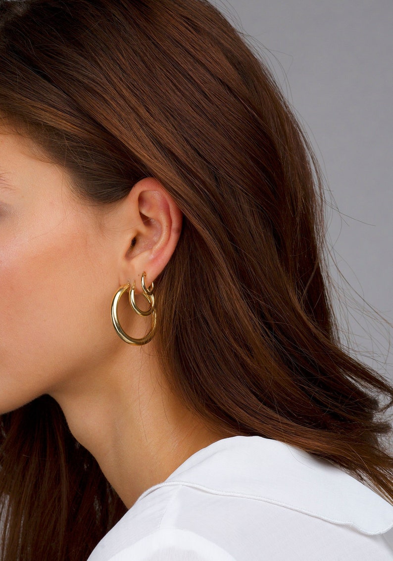 Hoops Earrings, Minimalist earrings, Gift Earrings for Women, Gift for her, Minimalist Jewelry, Gift for Women, Earrings for Her, Hoops image 1