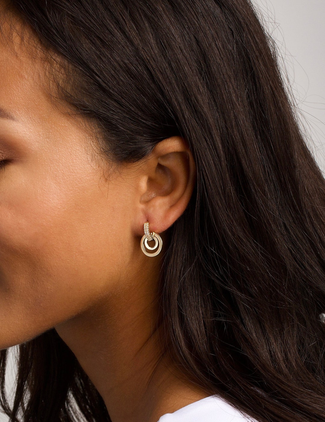 Open Circle Double Loop Earrings – 14k Gold Over Sterling Silver Hoops ...