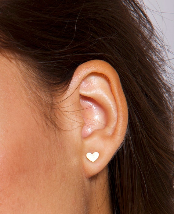 Heart Earrings Tiny Heart Studs Stud Heart Earrings Gold Silver