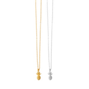 Collar de piña, Collar de niña, Collar de poder de niña, Collar de piña de oro, Collar de piña de plata, Collar de piña delicado imagen 4