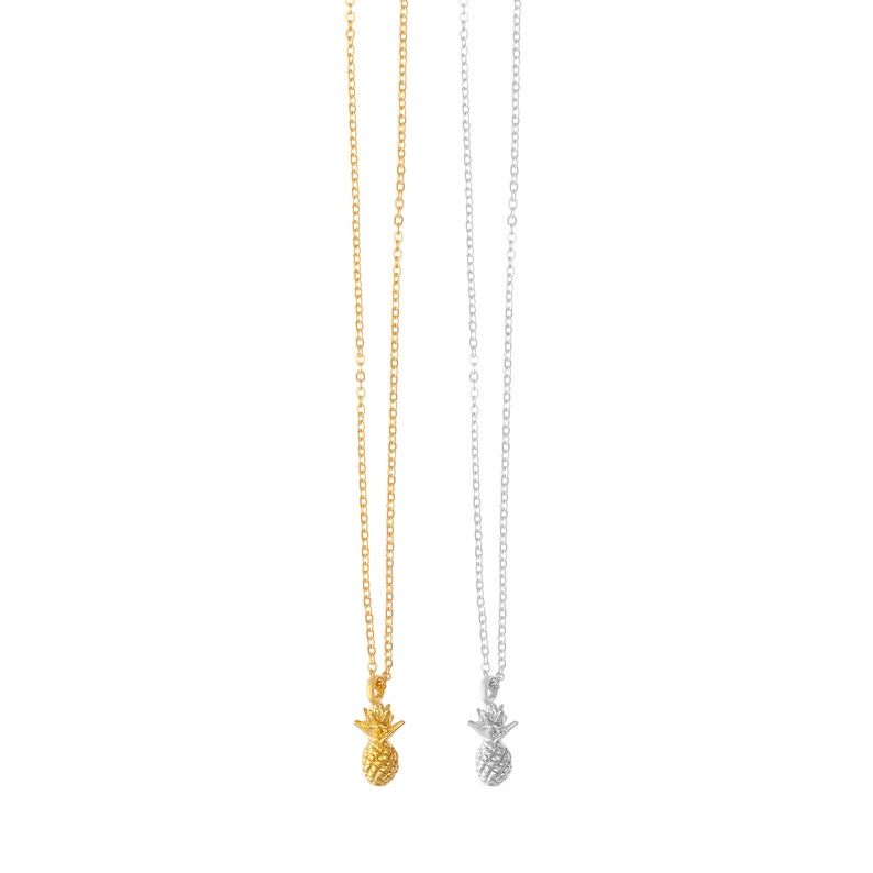 Collar de piña, Collar de niña, Collar de poder de niña, Collar de piña de oro, Collar de piña de plata, Collar de piña delicado imagen 4