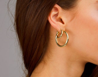 Thick Hoop earrings, Gold Hoop earrings, Hoop earrings, Gift for her, Minimalist Jewelry, Big hoop earrings, 14k Gold Vermeil Hoops, Hoops