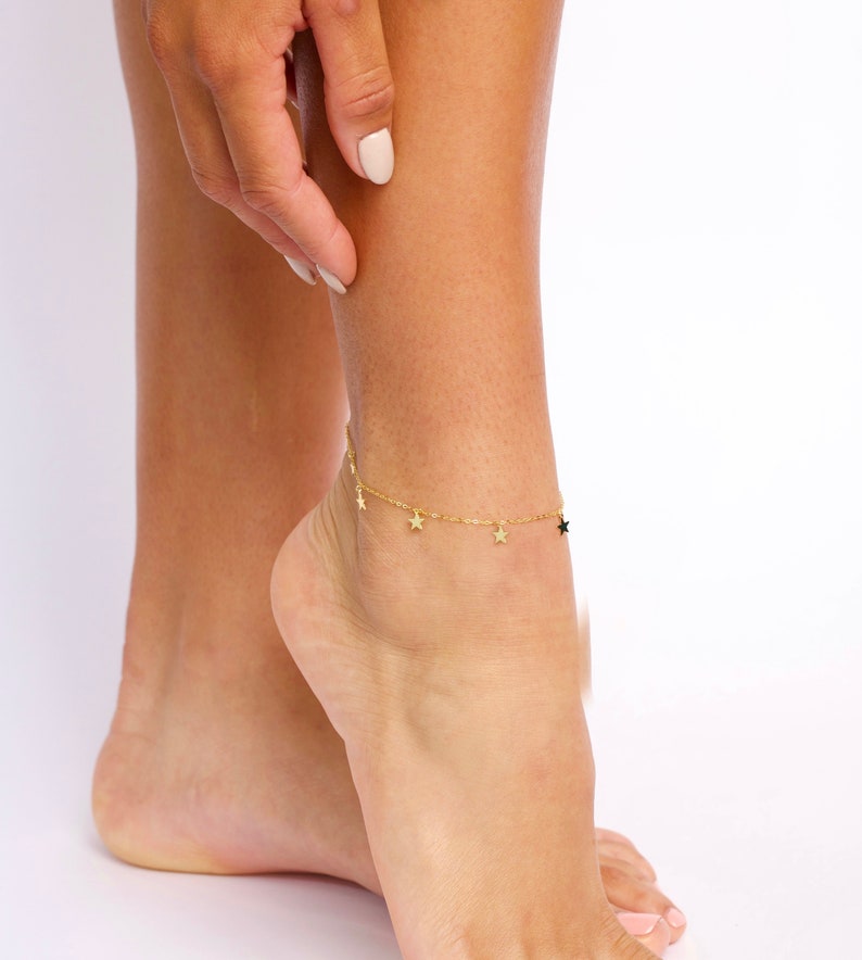 Star Anklet, Gold Star Anklet, Dainty Anklet, Dainty Star Anklet, Gold Anklet, Tiny Anklet, Celestial Anklet, Charm Anklet, Dainty Stars image 6