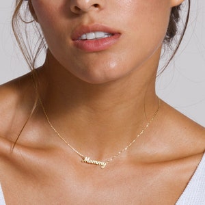 Tiny Mommy Necklace, Gold Dainty Mama Choker, Dainty Gift Mom Choker, Choker Mom Necklace, Gift Necklace for Mama, Mama Gift, Gold Silver image 2