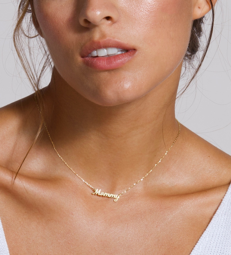 Tiny Mommy Necklace, Gold Dainty Mama Choker, Dainty Gift Mom Choker, Choker Mom Necklace, Gift Necklace for Mama, Mama Gift, Gold Silver image 2