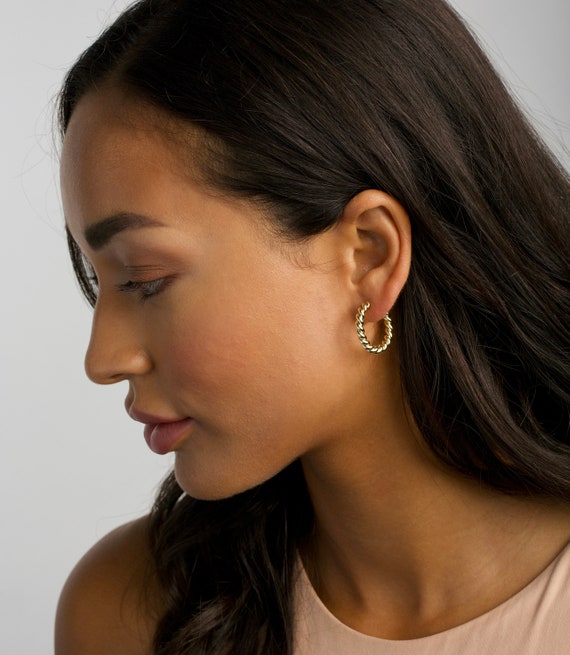 14k Gold Filled Twisted Rope Hoops Gold Twisted Earrings Swirl