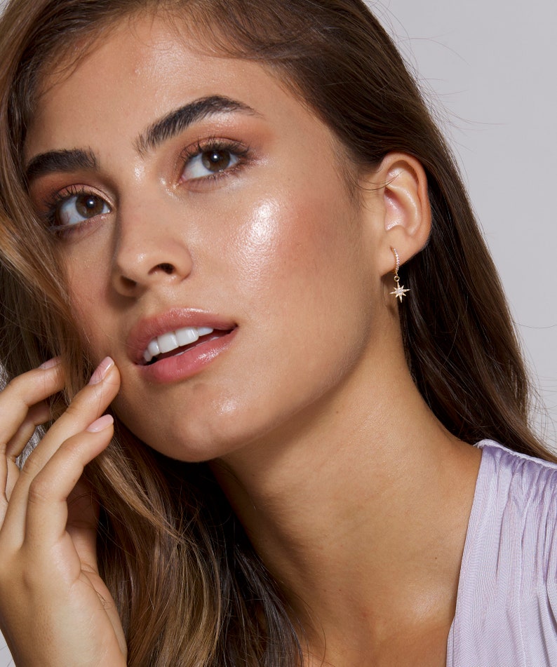 Diamond Star Huggies Dainty Earrings Birthday Gifts for Her Etsy