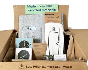 Productivity Set - Less PHONES, more DEEP WORK. Desk Pad, Digital Wellbeing, Alarm Clock, Christmas Gift Set