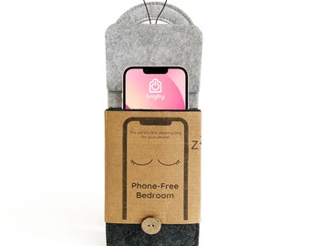 The World's First Sleeping Bag For Your Phone Gray, Sleep Hygiene Gift, Mindful Doorknob Sign,  Phone-Free Bedroom, Recycled Materials